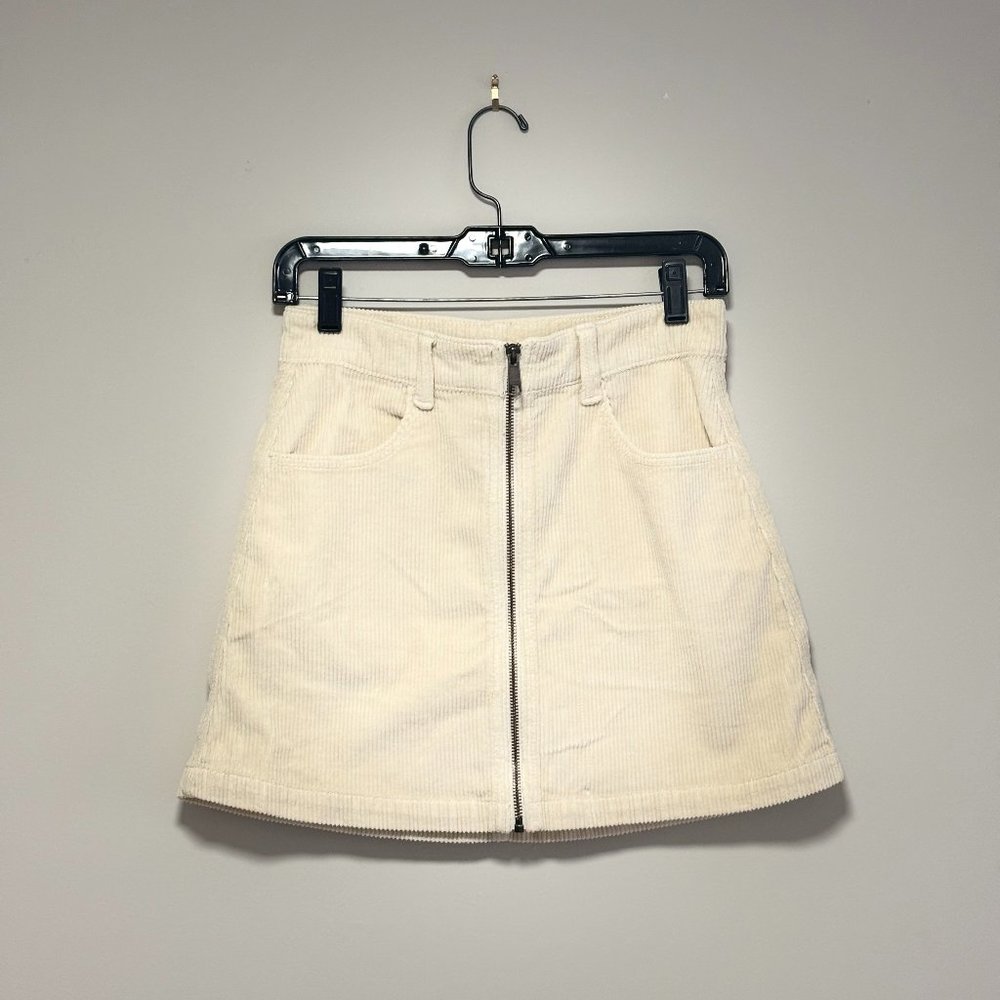 American Eagle Cream Zippered Corduroy Skirt